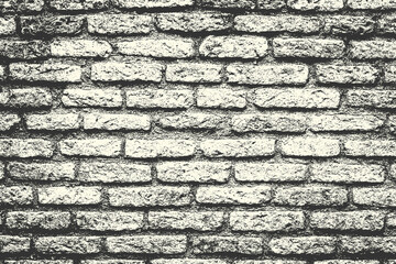 Old brick wall texture in vintage black and white engraved line style illustration.