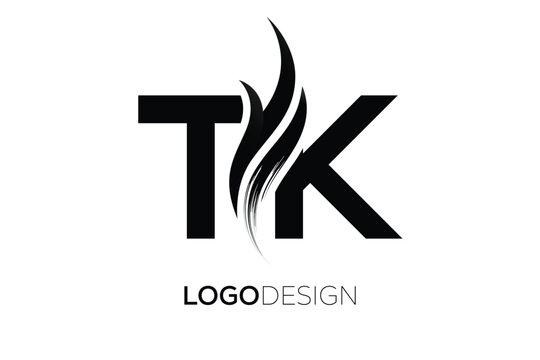 TK Creative Monogram Logo Design &ndash; Modern Abstract Letter Mark with Artistic Brush Stroke