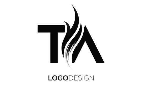 TA  Creative Monogram Logo Design &ndash; Modern Abstract Letter Mark with Artistic Brush Stroke