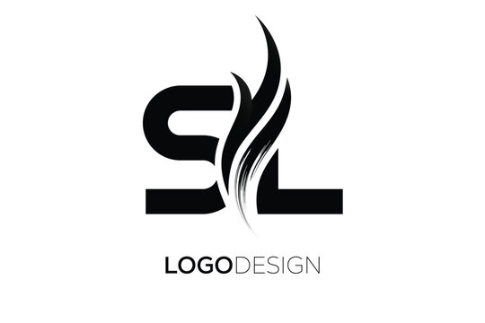 SL Creative Monogram Logo Design &ndash; Modern Abstract Letter Mark with Artistic Brush Stroke