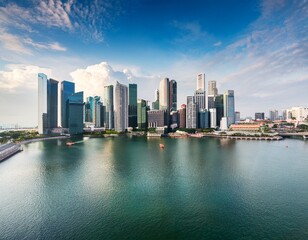 Fototapeta premium singapore business district skyscrapers skyline and marina bay in daytime