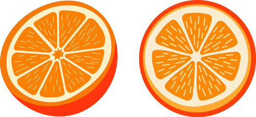 Two orange slices, showcasing the vibrant color and juicy texture of the fruit