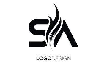 SA Creative Monogram Logo Design – Modern Abstract Letter Mark with Artistic Brush Stroke