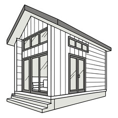 Modern Tiny Home with Large Windows and Sloped Roof