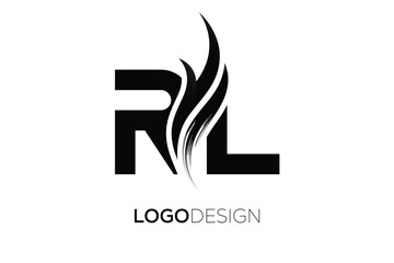RL Creative Monogram Logo Design &ndash; Modern Abstract Letter Mark with Artistic Brush Stroke