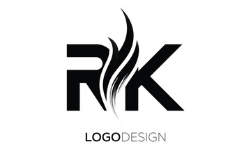 RK Creative Monogram Logo Design – Modern Abstract Letter Mark with Artistic Brush Stroke