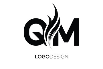 QM Creative Monogram Logo Design – Modern Abstract Letter Mark with Artistic Brush Stroke