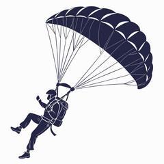 Skydiver with open parachute in mid-air skydiving extreme sport