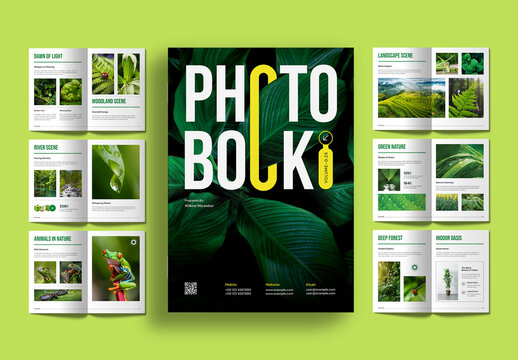 Modern Nature Photography Portfolio Photo Book with Green Accents