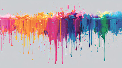 Fototapeta premium Minimal artistic background with spilled colors flowing and dripping across the canvas, creating a vibrant explosion of paint. Stock Illustration