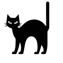 Black Cat Silhouette Halloween Illustration