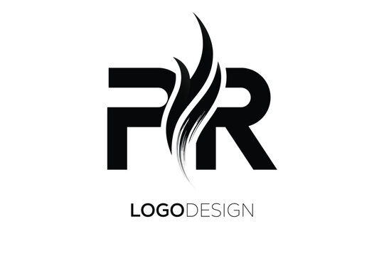 PR Creative Monogram Logo Design – Modern Abstract Letter Mark with Artistic Brush Stroke