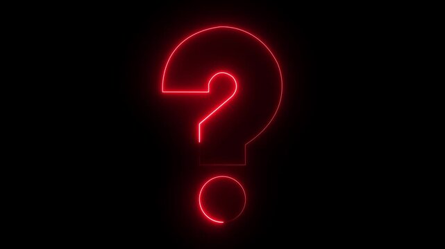 Question mark icon. problem sign. neon question mark icon animation on black background
