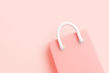 Pink Shopping Bag Close Up on Pastel Background