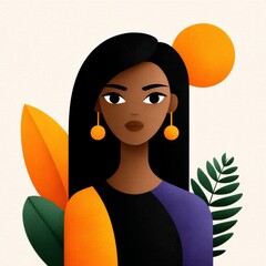 Tropical women art poster colorful illustrations in a vibrant environment celebrating nature and beauty