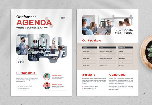 Modern Conference Agenda and Event Day Schedule Flyer Template
