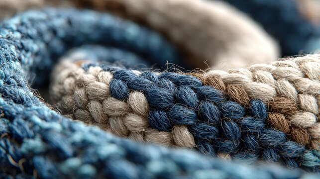Detailed close-up capturing the intricate woven texture of nautical rope strands