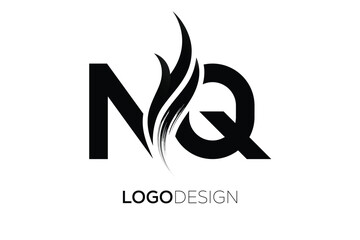 Obraz premium NQ Creative Monogram Logo Design – Modern Abstract Letter Mark with Artistic Brush Stroke
