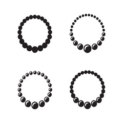 Pearl Necklace Solid Accessory Icons Collection