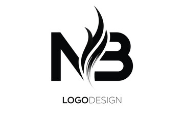 Fototapeta premium NB Creative Monogram Logo Design – Modern Abstract Letter Mark with Artistic Brush Stroke