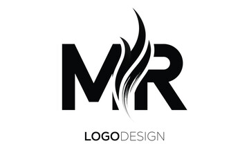 MR Creative Monogram Logo Design – Modern Abstract Letter Mark with Artistic Brush Stroke