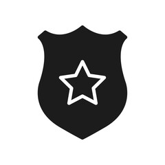 Police badge icon with star symbol representing law enforcement, security, and protection, suitable for safety, authority, crime prevention, and public service design projects