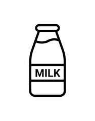 Milk bottle icon representing dairy, nutrition, and beverage, suitable for food packaging, agriculture, grocery, health, and farm product design in digital and print materials