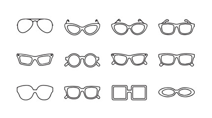 Diverse collection of eyewear styles demonstrating various frame shapes and designs for optical needs vector