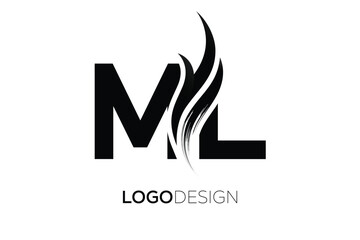 ML Creative Monogram Logo Design – Modern Abstract Letter Mark with Artistic Brush Stroke