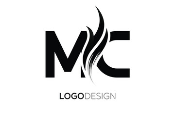 MC  Monogram Logo Design – Modern Abstract Letter Mark with Artistic Brush Stroke