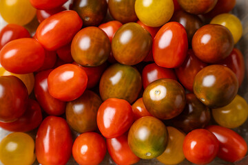 Colorful cherry tomatoes assortment closeup