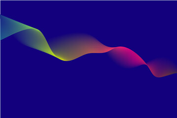 Colorful Flowing Wave on Dark Blue – Abstract Digital Art, Futuristic Motion, Vivid Energy Design