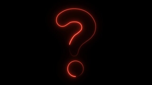 Neon glowing question mark icon animation isolated on a black background. Question mark icon