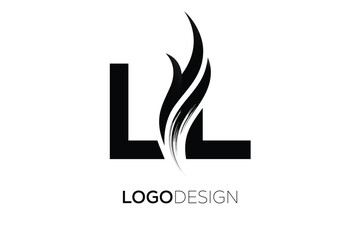 LL Creative Monogram Logo Design – Modern Abstract Letter Mark with Artistic Brush Stroke