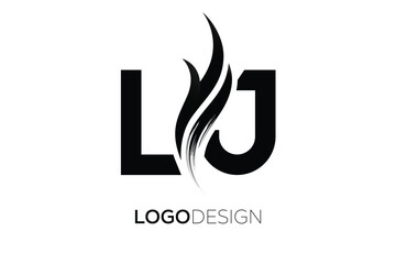 LJ Creative Monogram Logo Design – Modern Abstract Letter Mark with Artistic Brush Stroke