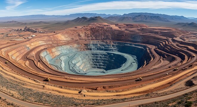 Aerial View of a Large Open-Pit Mine in Western Australia.