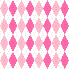 Seamless Pink Argyle Pattern with Diamond Shapes
