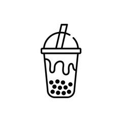 Simple line art icon of a bubble tea drink