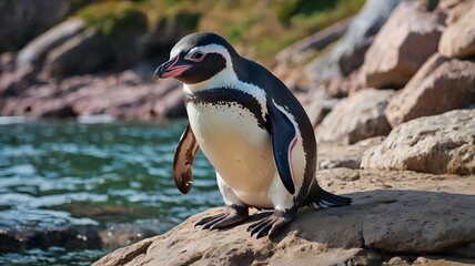 penguin on the rocks