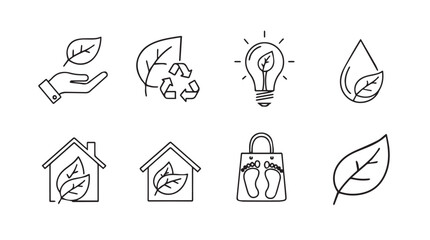 Set of hand drawn icons representing ecology sustainability and environment care concepts vector