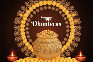 Happy Dhanteras Colorful Background