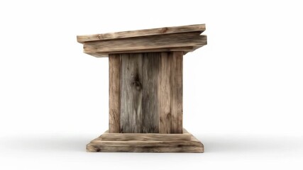 Rough-hewn wooden pedestal with tiered base and top