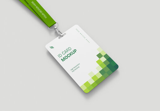 Corporate ID Card with Lanyard Mockup