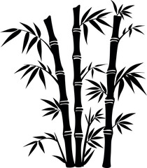 Obraz premium Bamboo silhouette icon. Black bamboo stems, branches and leaves. Vector illustration.