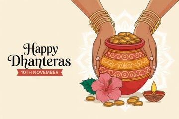 Happy Dhanteras Typography Poster