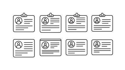 Collection of identical employee id cards with placeholder images and text fields vector