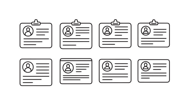 Collection of identical employee id cards with placeholder images and text fields vector