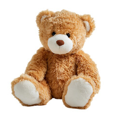 Fluffy brown teddy bear isolated on transparent background
