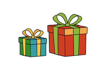 Gift box with ribbon and bow, holiday vector illustration isolated on white background