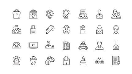 Diverse collection of hand-drawn business and technology icons for creative projects vector